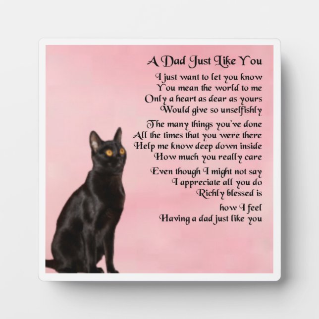 Plaque de poème papa - Design de chat noir (Devant)