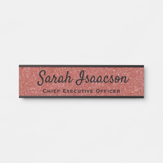 Plaque de porte à paillettes fausses rose pour bur (Devant)