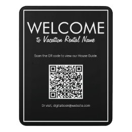 Plaque De Porte Affiche de bienvenue de code QR numérique noir mod