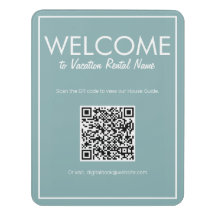 Affiche de bienvenue de code QR numérique Turquois