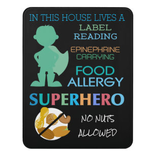 Plaque De Porte Allergie alimentaire Superhero No Nuts Autorisé Ga