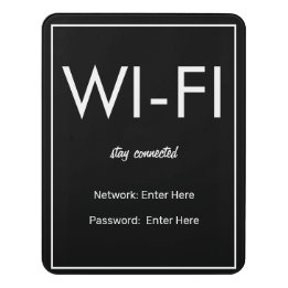 Plaque De Porte Connexion Wi-Fi Noire de base moderne