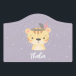 Plaque De Porte Cute Animal Tiger Personalized Name Purple<br><div class="desc">Cute Animal Tiger door name personalized in purple color with adhesive.</div>