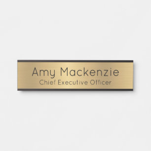 Plaque de porte de bureau à aspect métallisé or