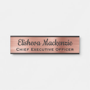 Plaque de porte de bureau en or rose de luxe