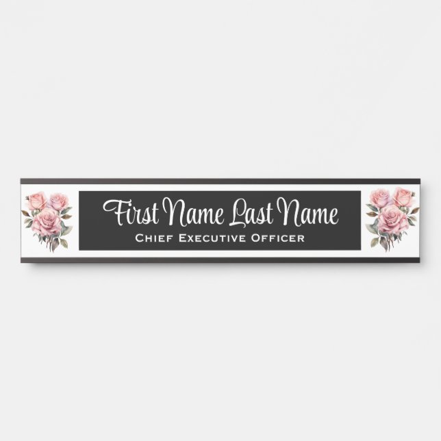 Plaque de porte de bureau floral Roses roses (Devant)