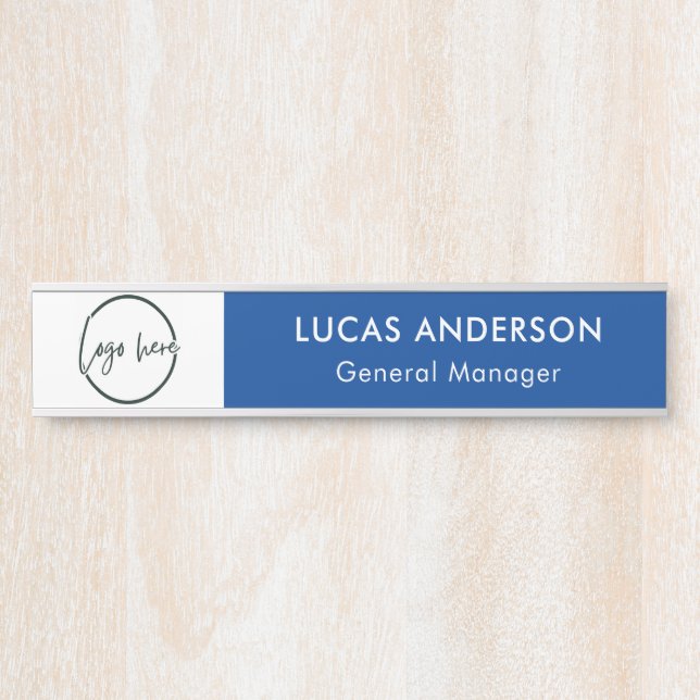 Plaque de porte de bureau personnalisée avec logo (Devant)