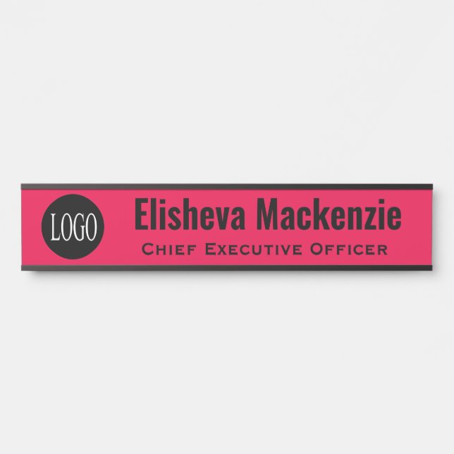 Plaque de porte de bureau personnalisée avec logo  (Devant)