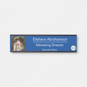Plaque de porte de bureau photo image bleue