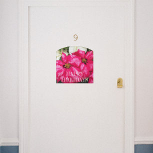 Plaque De Porte Joyeuses vacances Pink Poinsettias saisonnière