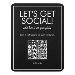 Plaque De Porte Noir moderne Médias sociaux QR Code Signer