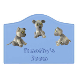 Plaque De Porte Panneau de porte - Jouets et nom de chaton fourrés