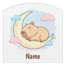 Panneau de porte personnalisé Capybara doux rêves