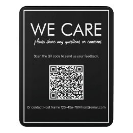 Plaque De Porte Panneau de rétroaction de code QR noir moderne