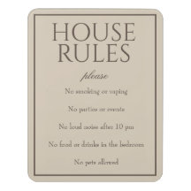 Panneau d'invité Classic Simple Brown House Rules