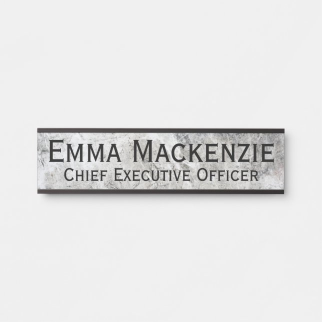 Plaque de porte suspendue en marbre gris (Devant)