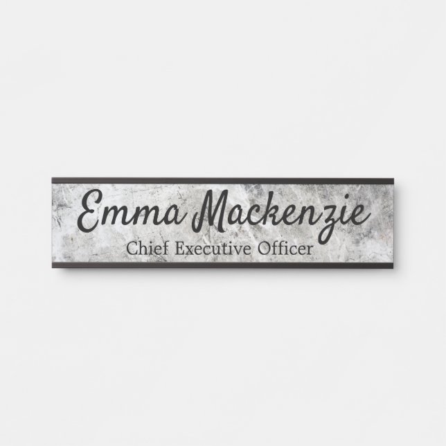 Plaque de porte suspendue en marbre gris (Devant)
