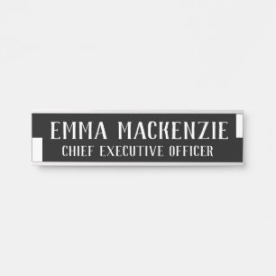Plaque de porte suspendue moderne noir et blanc