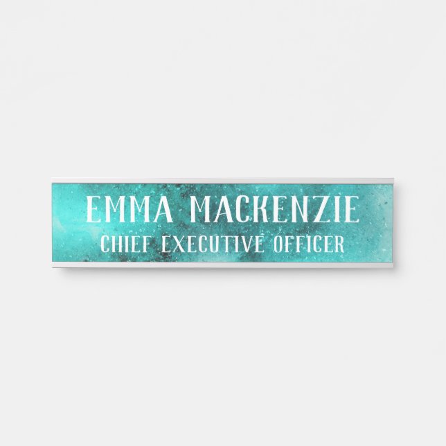 Plaque de porte suspendue turquoise (Devant)