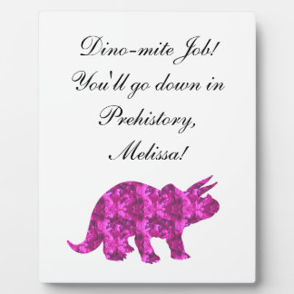Plaque de récompense personnelle de Dinosaure rose