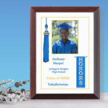 Plaque de remise du prix de la photo bleue de la p