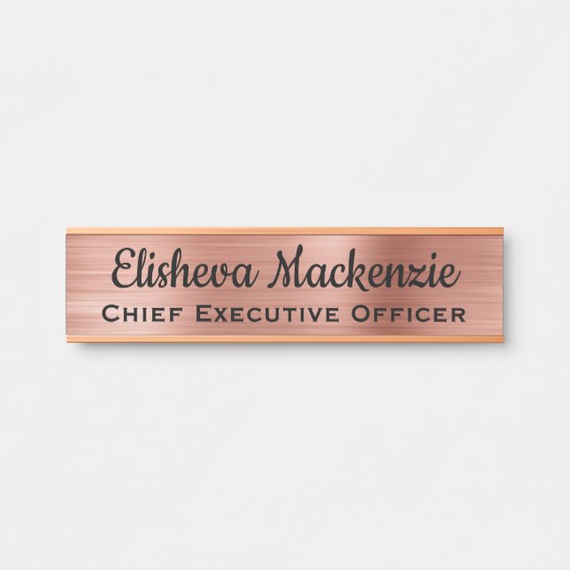 Plaque de signalisation de luxe Rose Gold Office P (Devant)