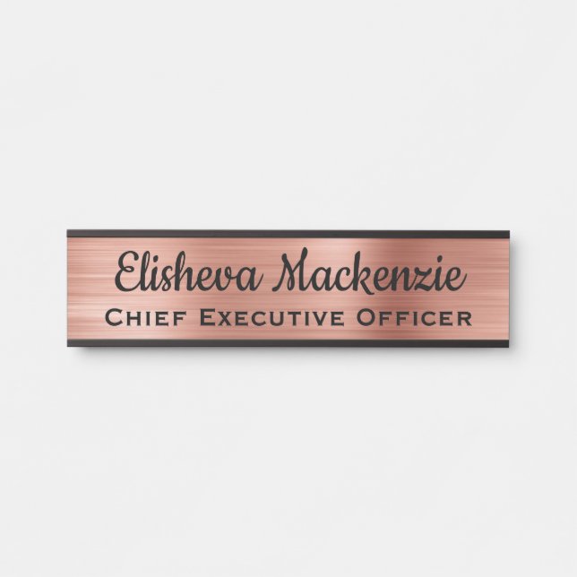 Plaque de signalisation de luxe Rose Gold Office P (Devant)