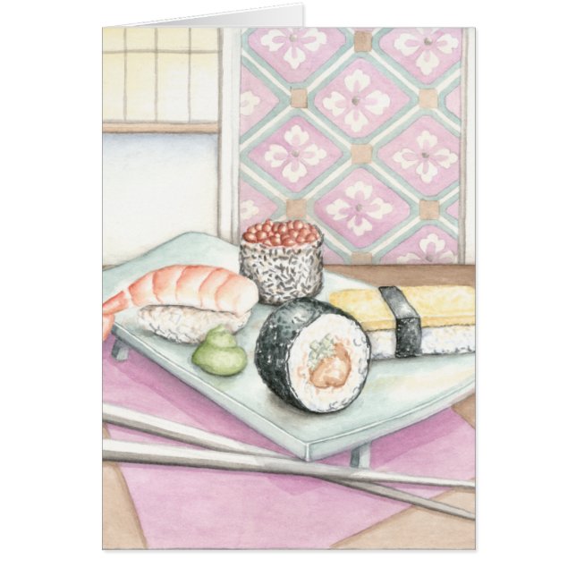 Plaque de sushi assorté avec baguettes (Devant)