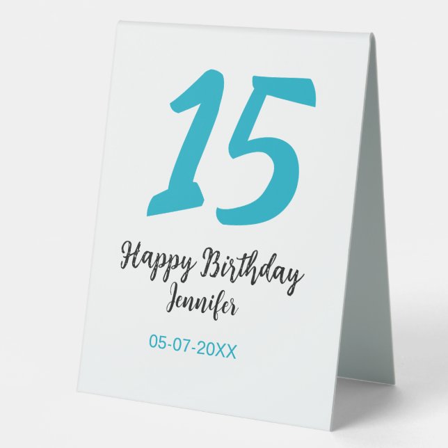 Plaque De Table 15e anniversaire quiencenera ajouter date année te (Recto)