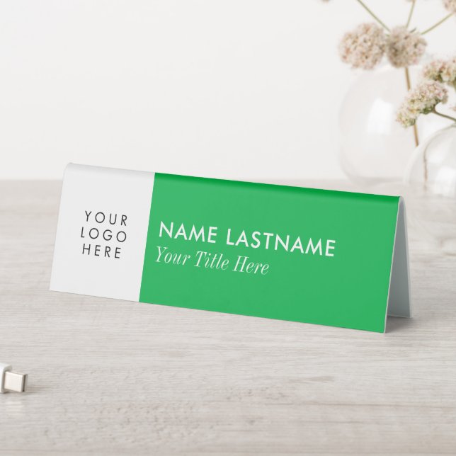 Plaque De Table 1 - Logo Minimal Texte personnalisé Vert brillant  (En SItu (Tableau))