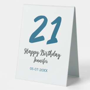 Plaque De Table 21 ans audacieux lettre bleue simple minimum