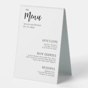 Plaque De Table 💍 2 en 1 Menu & Boissons Menu Minimaliste Élégant