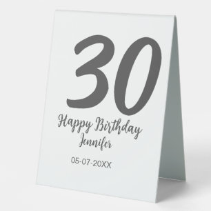 Plaque De Table 30e anniversaire ajouter nom date année noir modèl