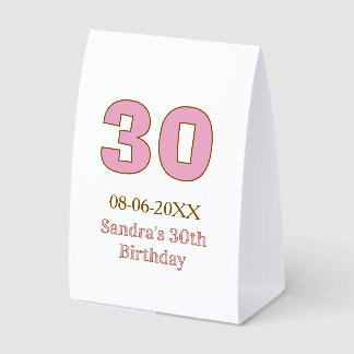 Plaque De Table 30e anniversaire gras rose nom date simple mi