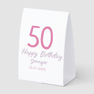 Plaque De Table 50th birthday add name date year pink template go