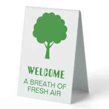 A Breath of Fresh Air Table Tent Display Sign