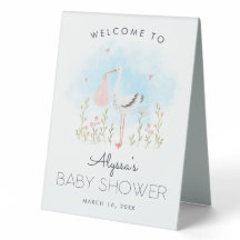 Accueil Baby shower de cigognes d'aquarelle mignon