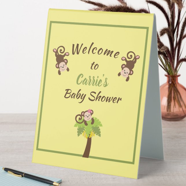 Plaque De Table Accueil du Baby shower des Singes mignons (En SItu (Tableau))