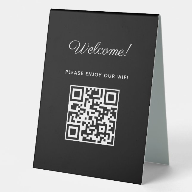 Plaque De Table Affiche de bienvenue WIFI avec code QR (Recto)
