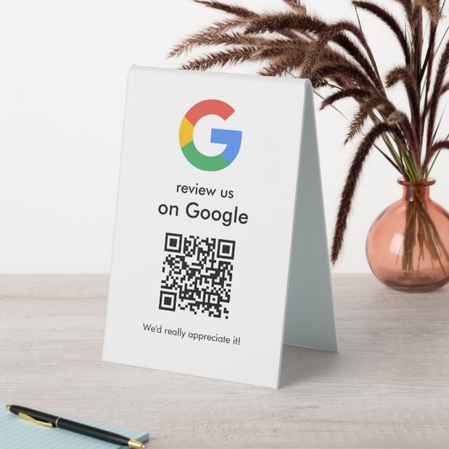 Plaque De Table Affiche de code QR Google pour avis moderne (En SItu (Tableau))