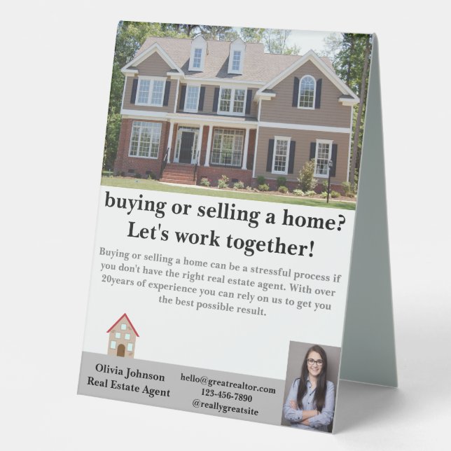 Plaque De Table Agent Immobilier Moderne Panneau Tente Table Perso (Recto)