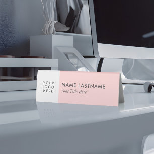 Plaque De Table Ajouter Logo Minimaliste Simple Blush Gris Rose