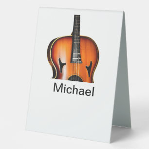 Plaque De Table Ajoutez votre nom texte brun amateur de violon mus
