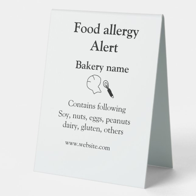 Plaque De Table Alerte d'allergie alimentaire ajouter le nom texte (Recto)