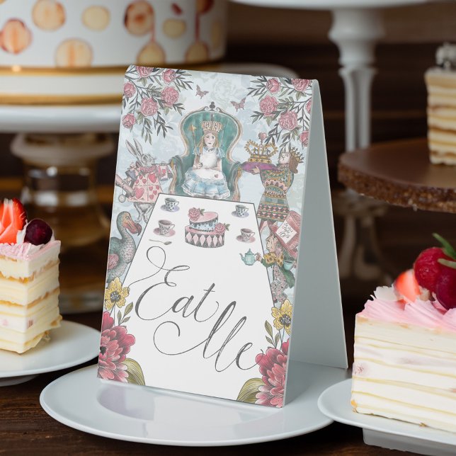 Plaque De Table Alice au pays des merveilles Tea Party Mange-moi (Alice in Wonderland Tea Party Eat Me Table Tent Sign)