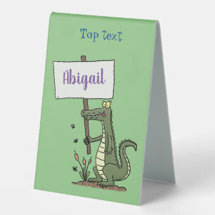 Plaque De Table Aligator de crocodile drôle avec dessin animé