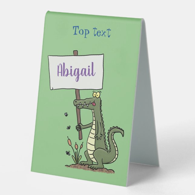 Plaque De Table Aligator de crocodile drôle avec dessin animé (Recto)