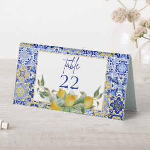 Plaque De Table Amalfi Italien Carreaux Bleus Citron Mariage