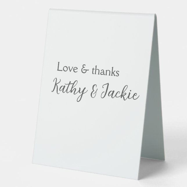 Plaque De Table Amour & merci nom du couple mariage simple minimal (Recto)