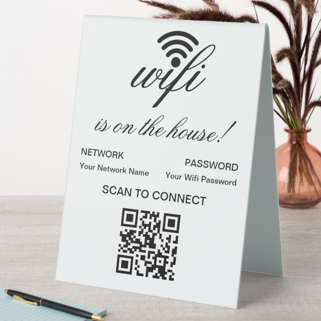 Plaque De Table Analyse Internet Wi-Fi de code QR personnalisée po (En SItu (Tableau))